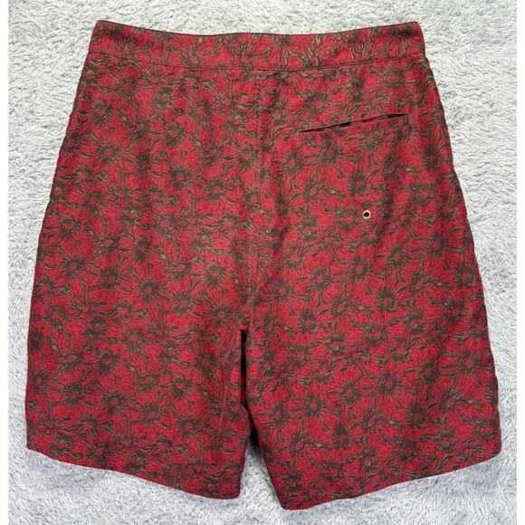Vintage Tommy Hilfiger Mens Large Board‎ Shorts Red Brown Floral 2000 Never Worn - Picture 2 of 13